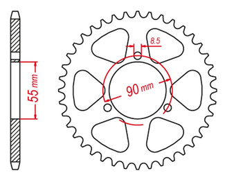 Zębatka tylna aluminiowa kolor czarny 457 51 rieju 50 rs2 matrix/pro '03-10' naked '04-09 (jtr1077.47)