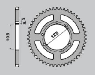Zębatka tylna aluminiowa t7075 (ergal) 4413 62 yamaha xt 125x/sm '05-'09; hm 50 cre, derbi senda, rieju (jtr1134.51), (łańc. 428) kolor srebrny