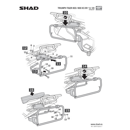 Stelaż do kufrów bocznych Shad 4P Terra do Triumph Tiger 800