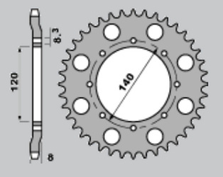 Zębatka tylna 506 43 kawasaki klr 600 '84-'90