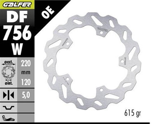 TARCZA HAMULCOWA TYŁ BMW HP 4 '12-; M 1000R '21-; S 1000 R '14-'23; S 1000RR '09-'20 (WAVE FIXED) (220X120X5MM)