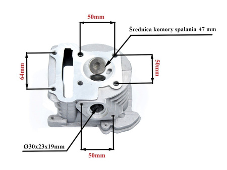 Głowica kompletna do cylindra gy6 4t 50ccm 46.5 mm (powiększone zawory) power force