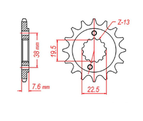 ZĘBATKA PRZEDNIA 2116 13 SUZUKI LTR 450 '06-'12, LTZ 400 '03-'13, RMX 450 '10-'13, KAWASAKI KFX 400, HYOSUTE 450 (JTF1401.13) (ŁAŃC. 520)