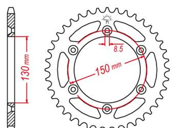 Zębatka tylna aluminiowa 270 51 yamaha yz/yzf (99-15), kolor srebrny (jtr251.51)