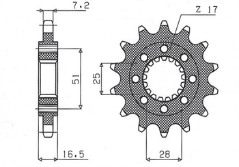 Zębatka przednia 2147 17 ktm 950/990/1190 '06-'13 (jtf1904.17) (łańc. 525) (214717jt)