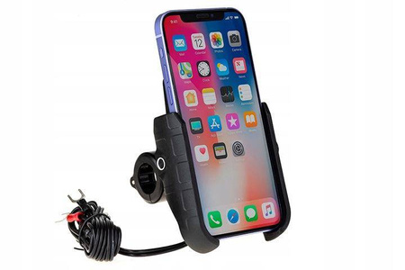 Uchwyt motocyklowy z ładowarką indukcyjną usb-c, quick charge na telefon montowany na kierownicę lub lusterko typ: r9w-pd metal wireless-pd