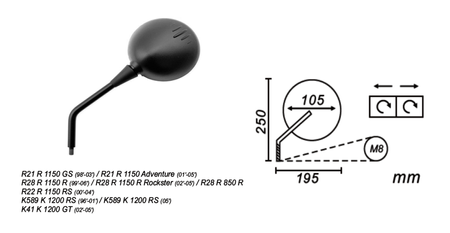 Lusterko Lewe Bmw R1150gs/R/Rs Adventure Power Force