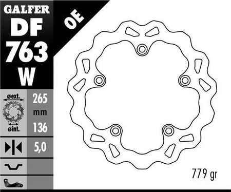Tarcza hamulcowa tył bmw f 650gs 800/ k1200/ r1200 (265x136x5) (ng1045) wave