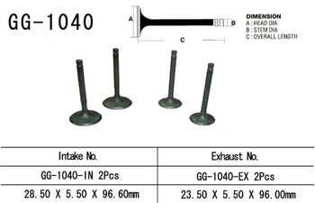 ZAWÓR WYDECHOWY HONDA XR 250 R '86-'95 (2 NA POJAZD) (23,5X5,5X96,0 MM) (OEM: 14721-KR6-000) (1SZT.) (MADE IN JAPAN)