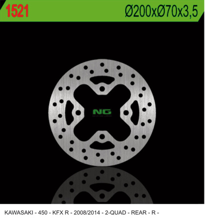 Tarcza hamulcowa tył kawasaki kfx 450r '08-'14 (200x70x3,5) (4x10,5mm)
