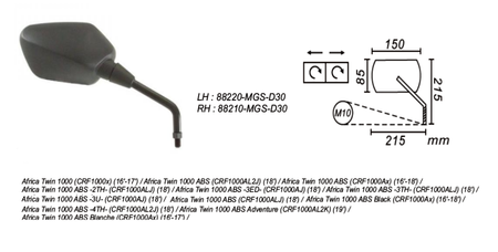 Lusterko Prawe Honda Africa Twin 1000 2016-19 Power Force