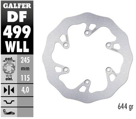 Tarcza hamulcowa tył yamaha yz 125/250 '02-'17, yzf/wrf 250/426/450 '02-'15 wave (245x115x4mm)