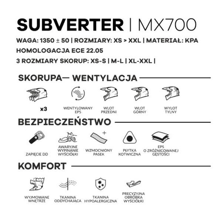 Kask enduro LS2 MX700 Subverter Evo Stomp White Black