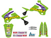 Komplet naklejek (oklein) + pokrowiec/poszycie na siedzenie kawasaki kx 125/250 '94-'98, replica team kawasaki '98