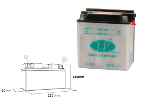 Landport akumulator yb10l-b2 12v 11ah 136x91x146 obsługowy - bez elektrolitu (5)