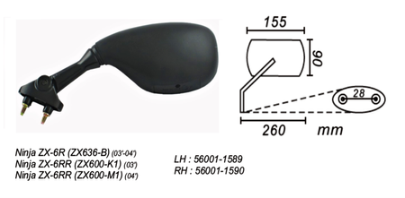 Lusterko lewe kawasaki ninja zx-6rr 2003-04 power force