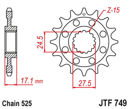 Zębatka przednia 2249 14 ducati panigale 1199/1299 '12-'19 (224914jt) (łańc.525)