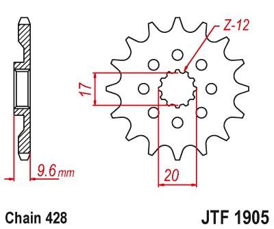 Zębatka przednia 2084 14 ktm sx 85 18-20, husqvarna tc 85 18-20 (+1) (jtf1905.14)* (łańc. 428)