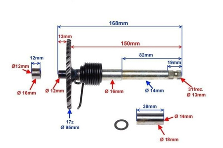 Wałek rozrusznika Długi skuter 125 150 Gy6-125
