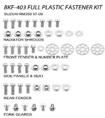 komplet śrub do plastików suzuki rmz 250 '07-09 (bkf-403)