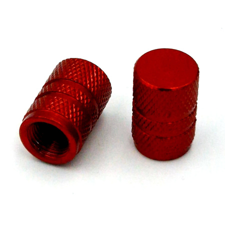 Nakrętki wentyla czerwone aluminiowe