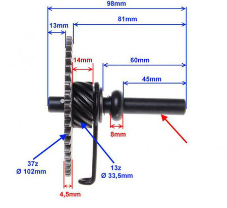 Koło rozrusznika nożnego skuter 125 GY6- 4T