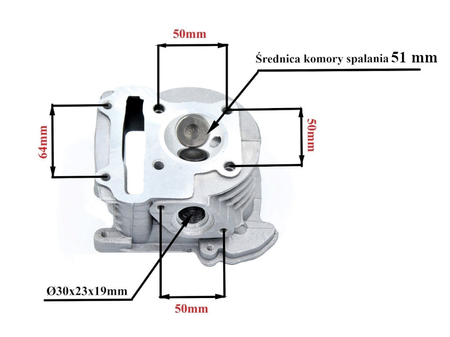 Głowica kompletna do cylindra gy6-50 4T 90ccm 51mm powiększone zawory