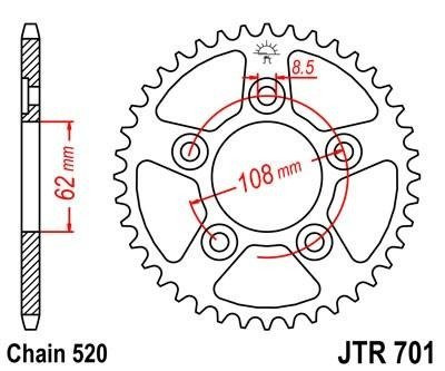 STALOWA ZĘBATKA TYLNA 701-40, 40Z, ROZMIAR 520