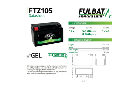 Akumulator Żelowy Bezobsługowy Fulbat Ftz10s