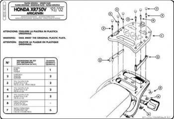 stelaż kufra centralnego honda xrv 750 africa twin (93-02) ( z płytą monokey )