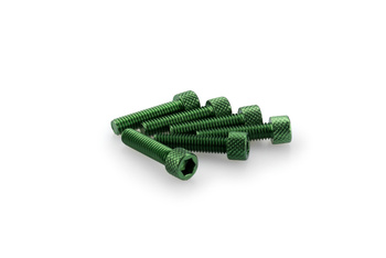 Śruby Z Anodyzowanego Aluminium Blister 6 Śrub Imbusowych M6x25mm Zielone
