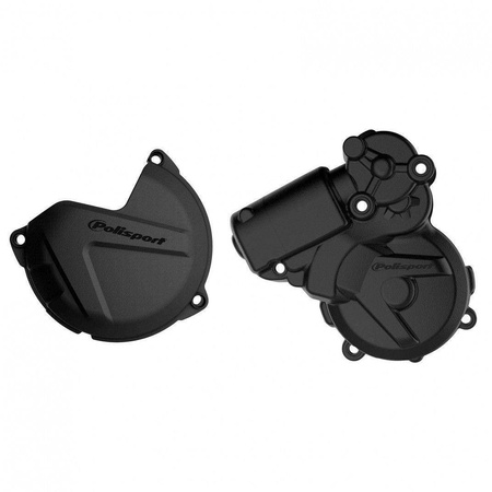 Zestaw osłona pokrywy (dekla) alternatora oraz osłona pokrywy sprzęgła  ktm exc/xcw 250/300, husqvarna te 250/350 `13-16 kolor czarny (8460200001+8464300001)
