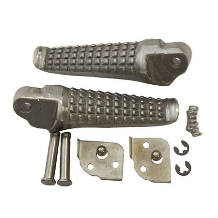 Zestaw podnóżków (podnóżki) pasażera kompletny z mocowaniami suzuki gsxr 600/750 '96-05, gsxr 1000 '01-04 kolor srebrny