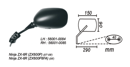 Lusterko Lewe Kawasaki Ninja Zx-6r 2006-12 Power Force