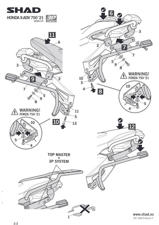 Stelaż do kufrów bocznych Shad 3P do Honda X-ADV 750