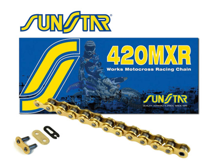 Łańcuch  420mxr-140g (420nz3) motocross do 150 ccm (kolor złoty) (22,2kn) otwarty + zapinka