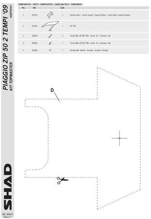 Stelaż kufra tylnego Shad do Piaggio Zip 50 125