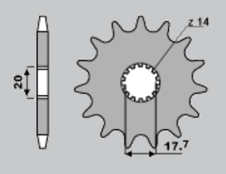 Zębatka przednia 577 17 (55817jt) yamaha yz 80/85, dt 125r, tdr 125 (jtf558.17)