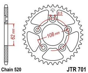 STALOWA ZĘBATKA TYLNA 701-40, 40Z, ROZMIAR 520