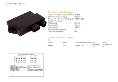 Dze moduł zapłonu cdi yamaha yfm350 raptor 04-12 (oem-5yt-85540-00)
