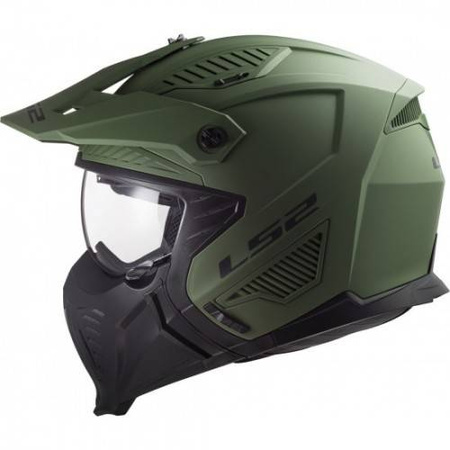 Kask modułowy LS2 OF606 Drifter Solid Matt Mili Green z odpinaną maską