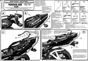 Stelaż Kufra Centralnego Yamaha Fzs 600 Fazer (98-03) ( Bez Płyty )