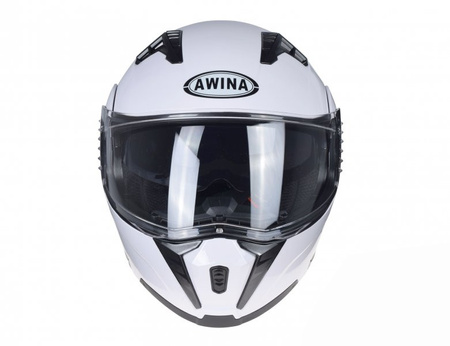 Kask motocyklowy szczękowy biały z blendą