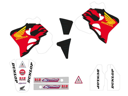 Komplet naklejek (oklein) honda cr 125 '93-'94, cr 250 '92-'94, replica team honda '92 usa kolor czerwony/czarny/biały