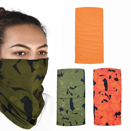 KOŁNIERZ WIELOFUNKCYJNY WIATROODPORNY COMFY HAVOC ORANGE 3 SZTUKI W OPAKOWANIU KOLOR CAMO/CZERWONY/POMARAŃCZOWY