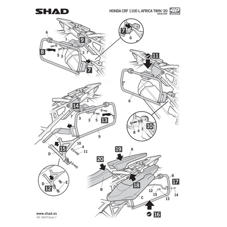 Stelaż do kufrów bocznych Shad 4P Terra do Honda Africa Twin CRF1000L