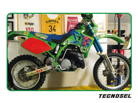 Komplet naklejek (oklein) kawasaki kx 125/250 '92-'93, replica team kawasaki '93 kolor zielony/ niebieski
