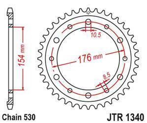 Zębatka tylna 4434 43 honda vfr750, vfr800 v-tec '02-'14, vfr800x crossrunner '11-'15 (443443jtzbk) (łańc. 530) kolor czarny