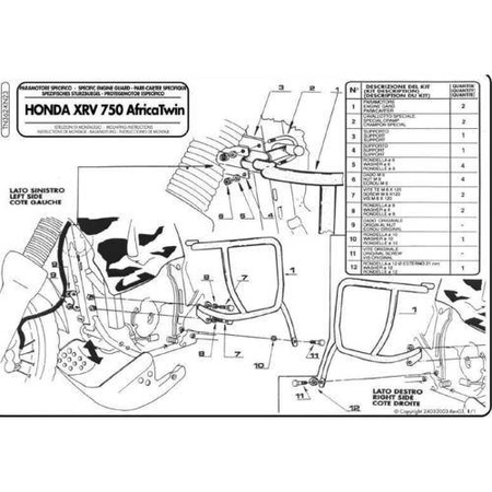 Gmole osłony silnika honda xrv 750 africa twin (tn362) czarne
