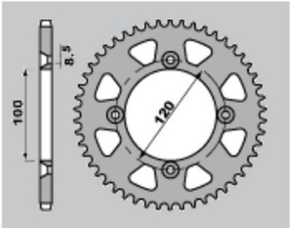 Zębatka tylna aluminiowa (anodowana) 798 47 niebieska